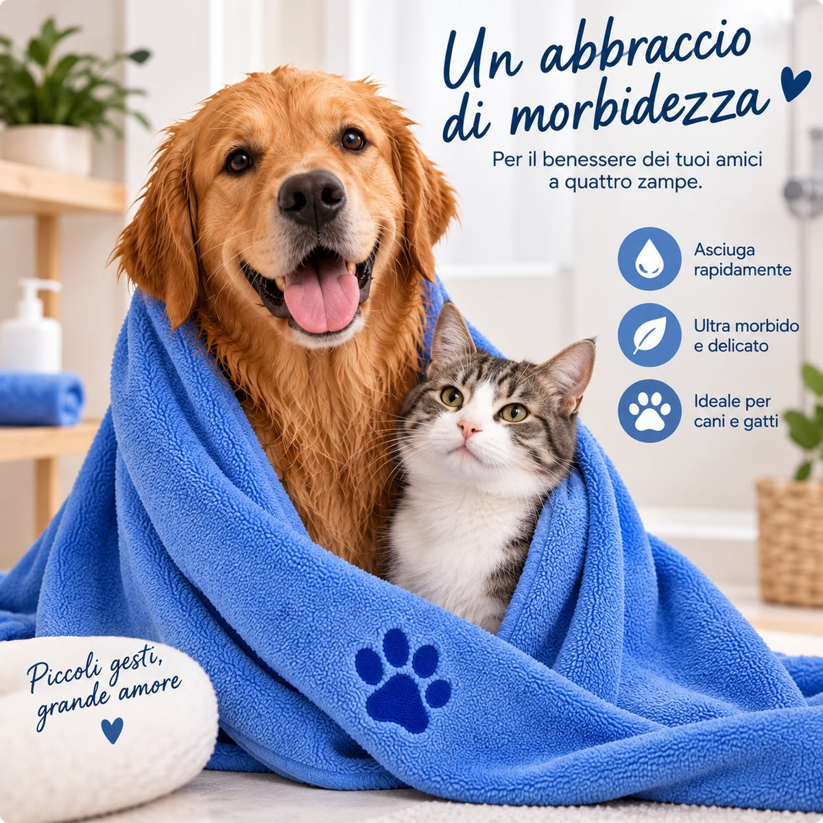 Hair Grabber DryPaw™ – Asciugamano Super Assorbente per Cani e Gatti