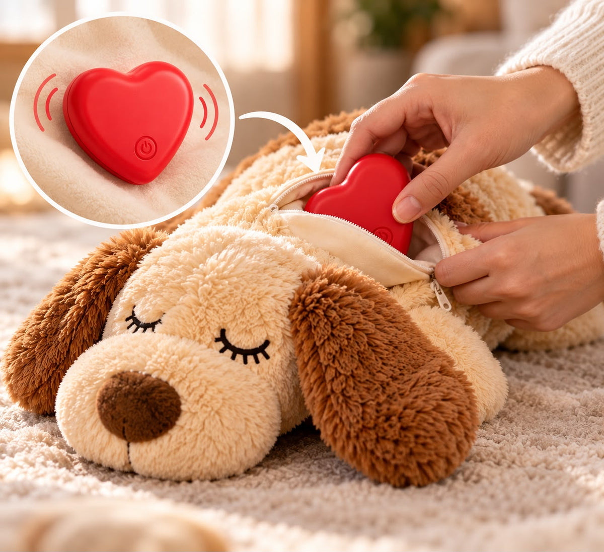 CalmPaw™ – Peluche Calmante con Battito Cardiaco per Cani e Gatti 🐶🐱❤️